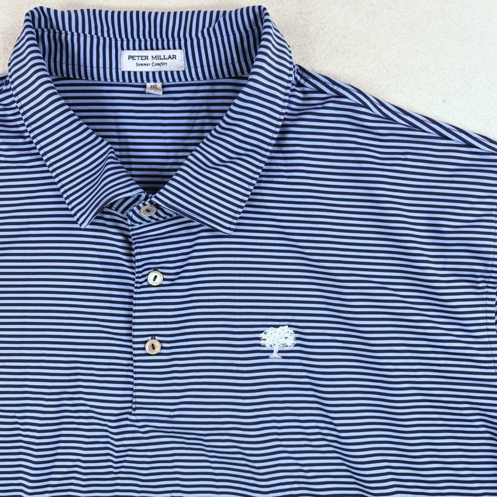 Peter Millar Summer Comfort Polo Shirt Mens 3XL Blue Striped Golf Kiawah